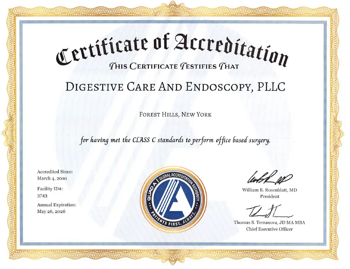 QUAD A certificate